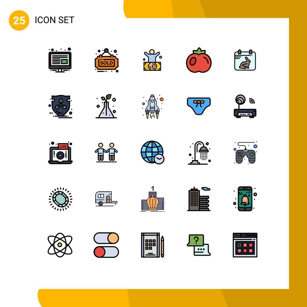 paquete de iconos de vector de stock de 25 signos y símbolos de línea para elementos de diseño de vector editables de comida de fruta de hombre de calendario de Pascua