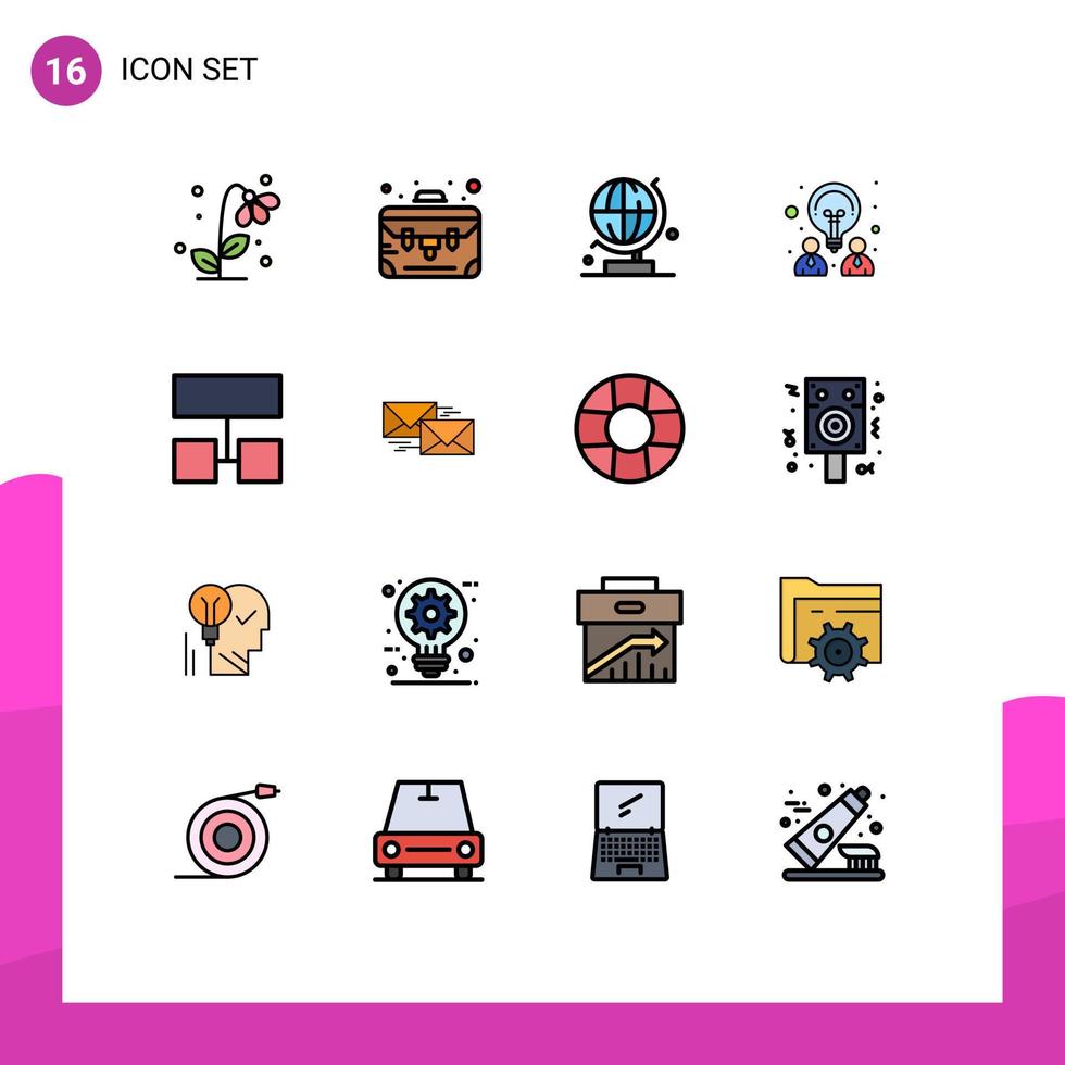 Set of 16 Modern UI Icons Symbols Signs for structure layout world partnership design Editable Creative Vector Design Elements