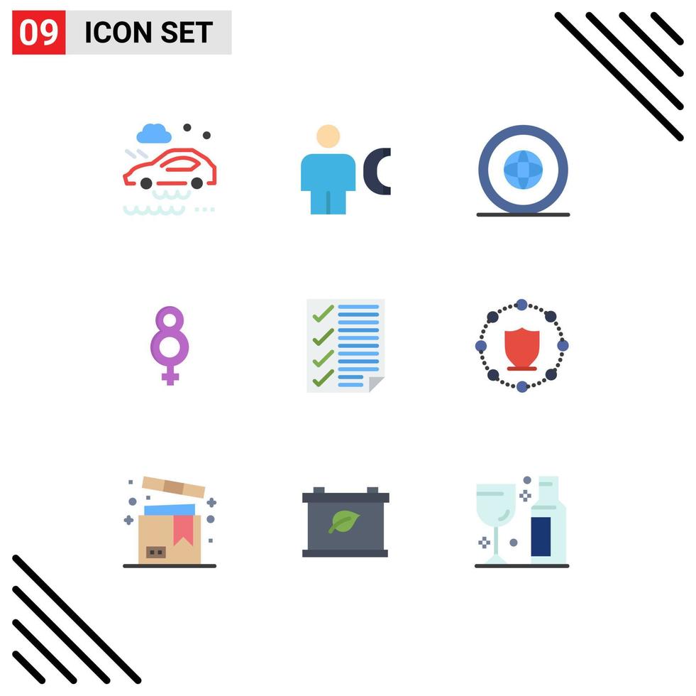 User Interface Pack of 9 Basic Flat Colors of check symbol info eight international Editable Vector Design Elements