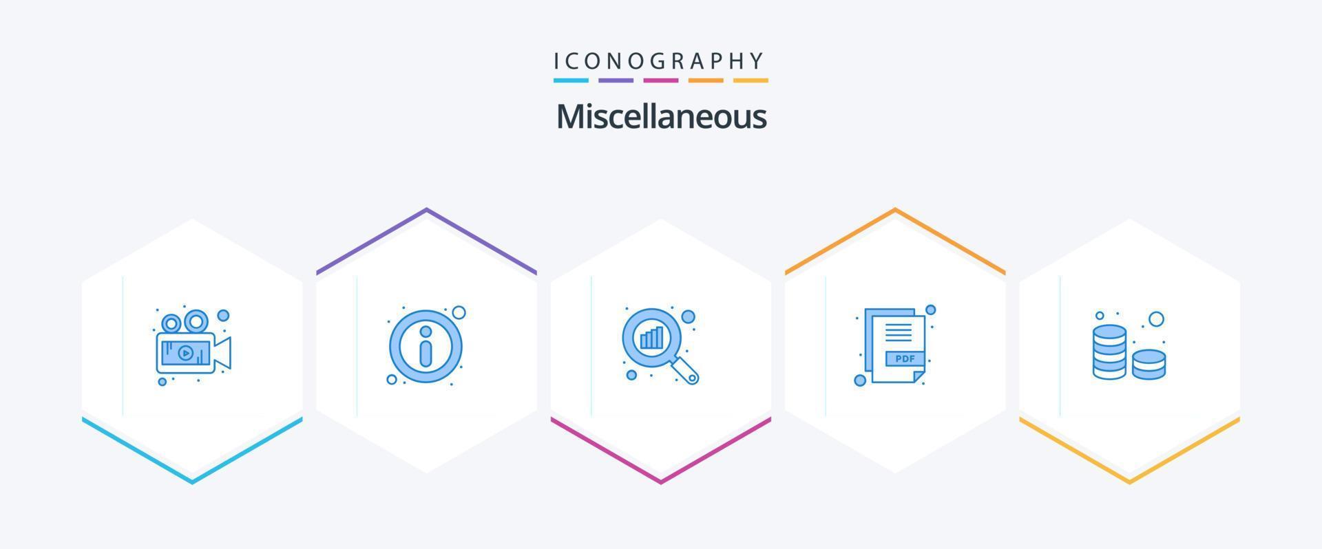 Miscellaneous 25 Blue icon pack including coins. data. graph. document. file vector