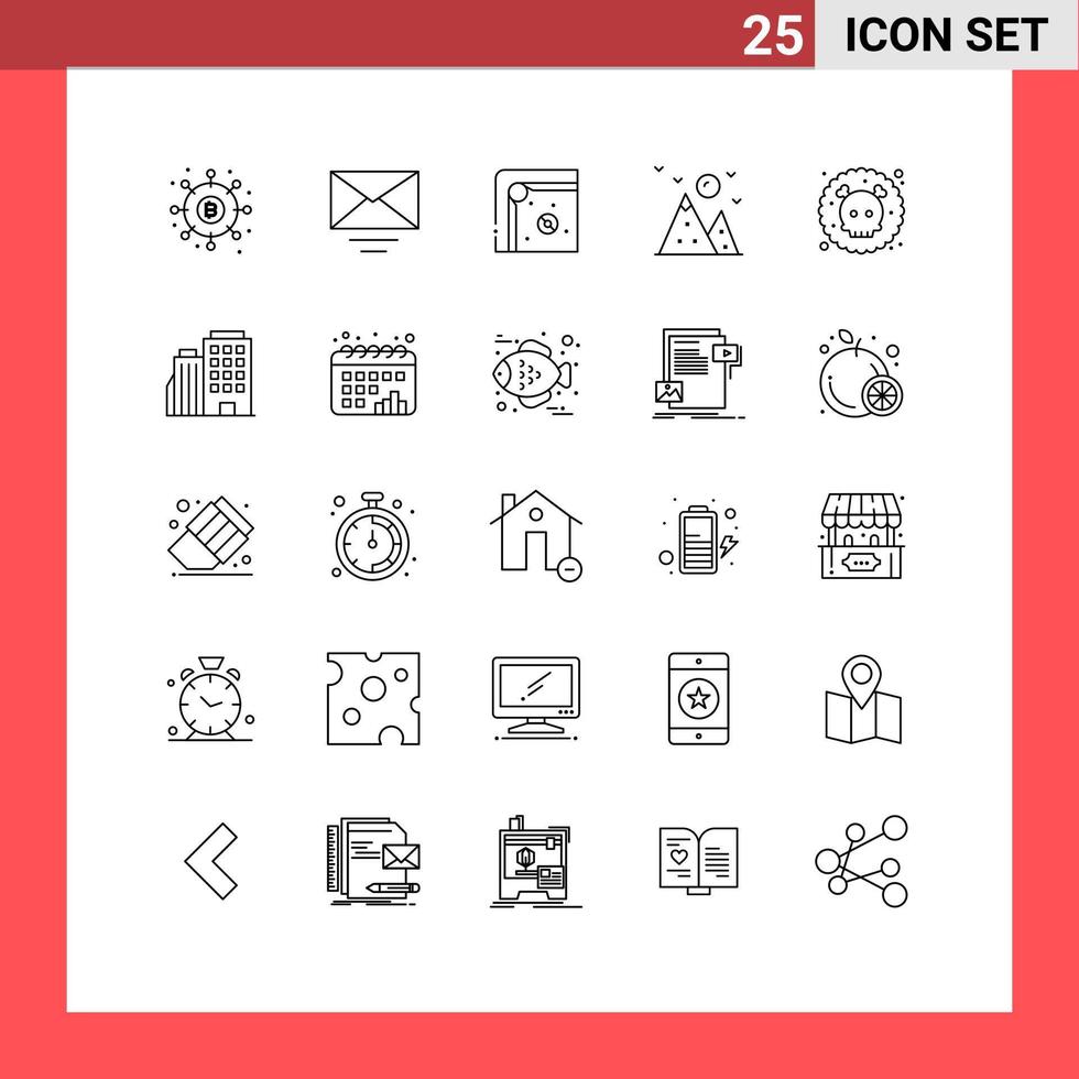 Pictogram Set of 25 Simple Lines of poisonous mountain air hockey landscape hiking Editable Vector Design Elements