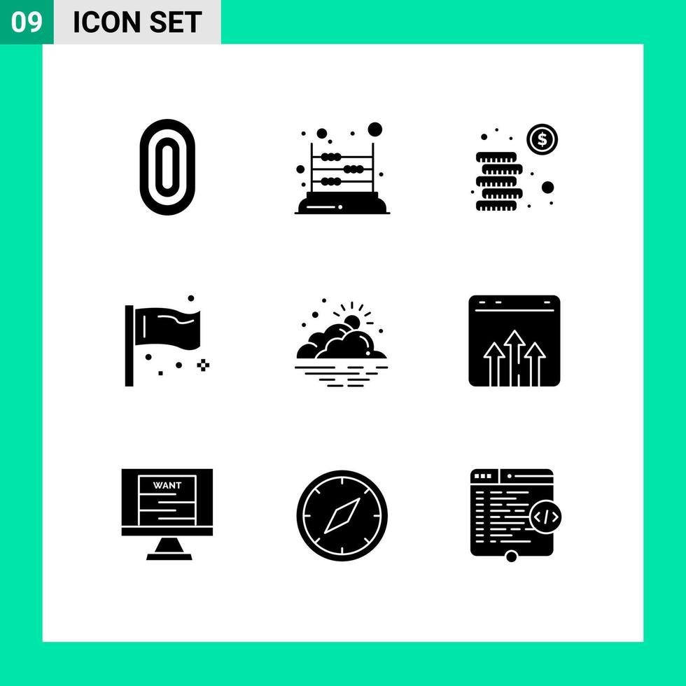Stock Vector Icon Pack of 9 Line Signs and Symbols for global flag mathematics congress money Editable Vector Design Elements
