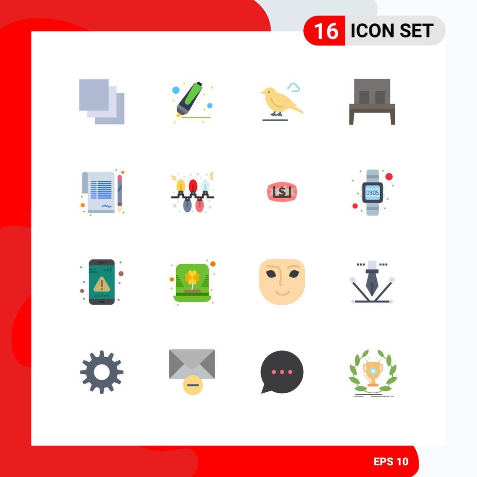 Set of 16 Modern UI Icons Symbols Signs for agreement paper small contract interior Editable Pack of Creative Vector Design Elements