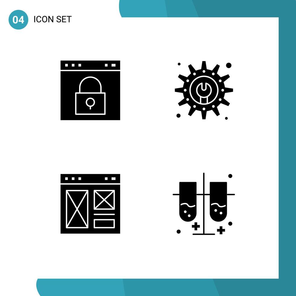 Group of Modern Solid Glyphs Set for browser interface page gear page Editable Vector Design Elements
