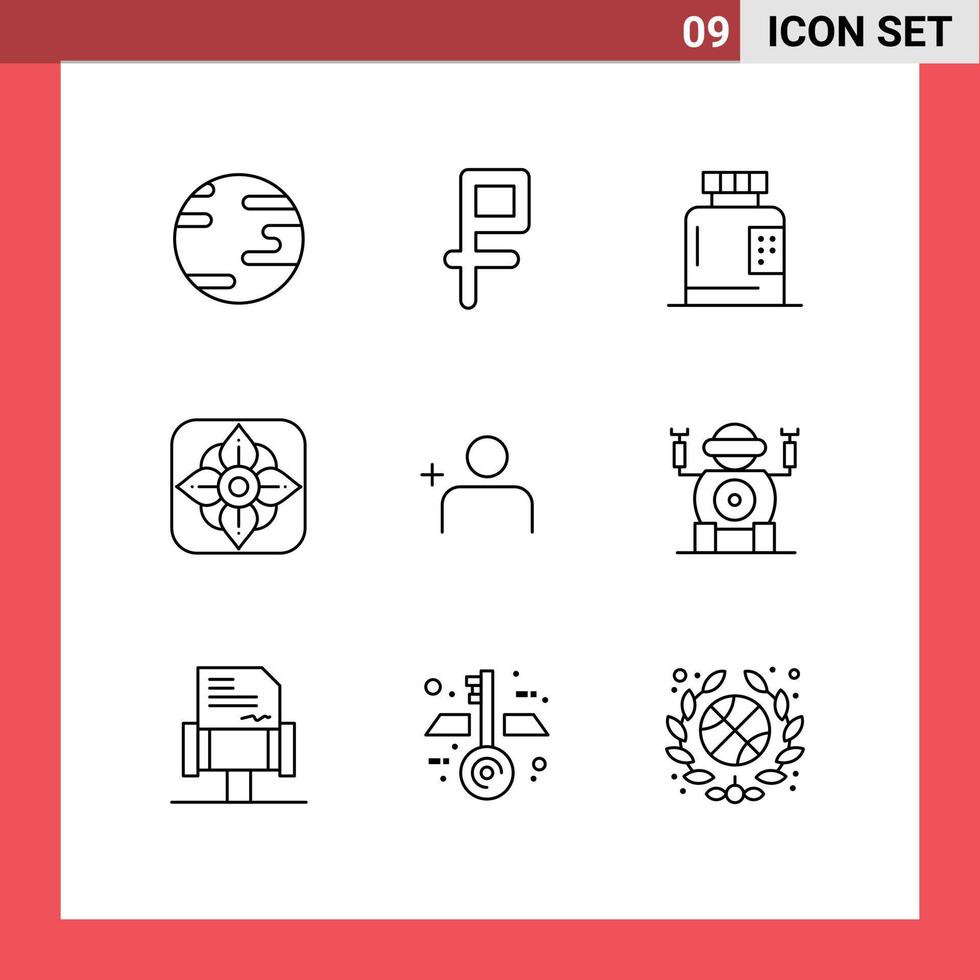 9 Thematic Vector Outlines and Editable Symbols of robot instagram fitness discover people easter Editable Vector Design Elements