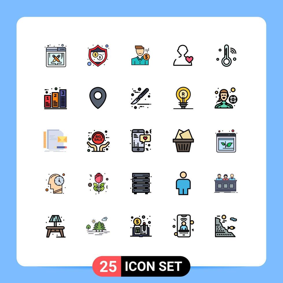 paquete de iconos de vector de stock de 25 signos y símbolos de línea para internet de las cosas elementos de diseño de vector editables de salario de usuario de tarifa de amor