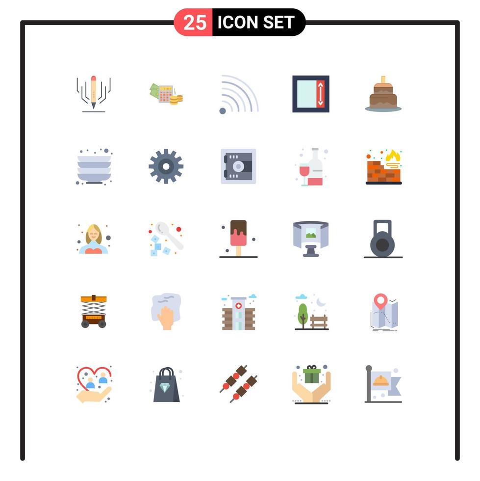 25 Universal Flat Color Signs Symbols of countrey cake feed indian i frame Editable Vector Design Elements