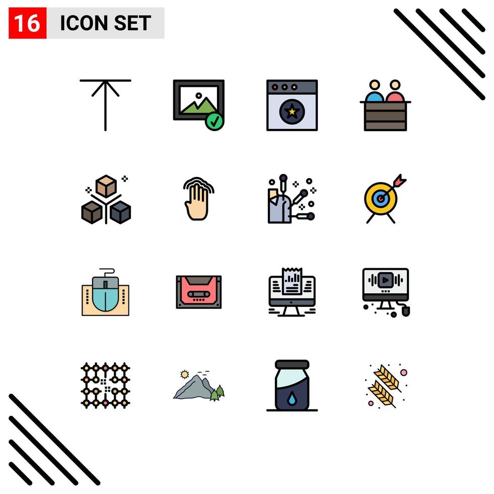 Pack of 16 creative Flat Color Filled Lines of programing development mac design person Editable Creative Vector Design Elements