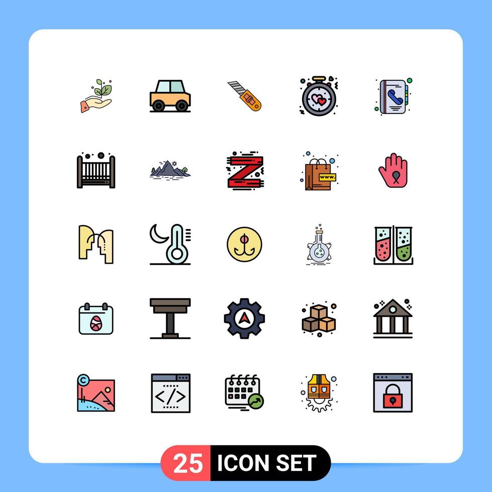 paquete de iconos vectoriales de stock de 25 signos y símbolos de línea para dirección amor cuchillo despertador elementos de diseño vectorial editables vector