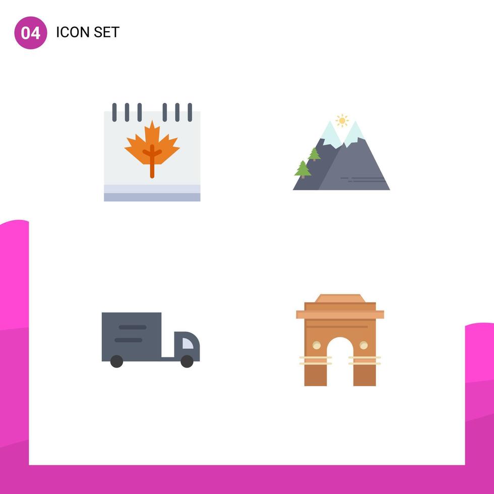 4 Universal Flat Icon Signs Symbols of autumn hiking day nature vehicles Editable Vector Design Elements