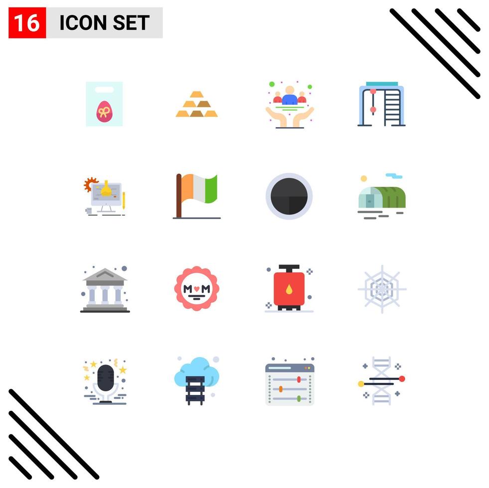 Flat Color Pack of 16 Universal Symbols of ring health money day cancer Editable Pack of Creative Vector Design Elements