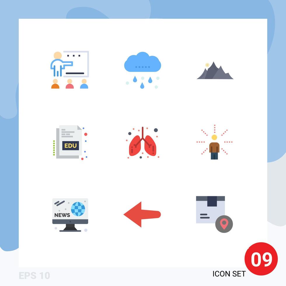 Flat Color Pack of 9 Universal Symbols of online educate thanksgiving book mountain Editable Vector Design Elements