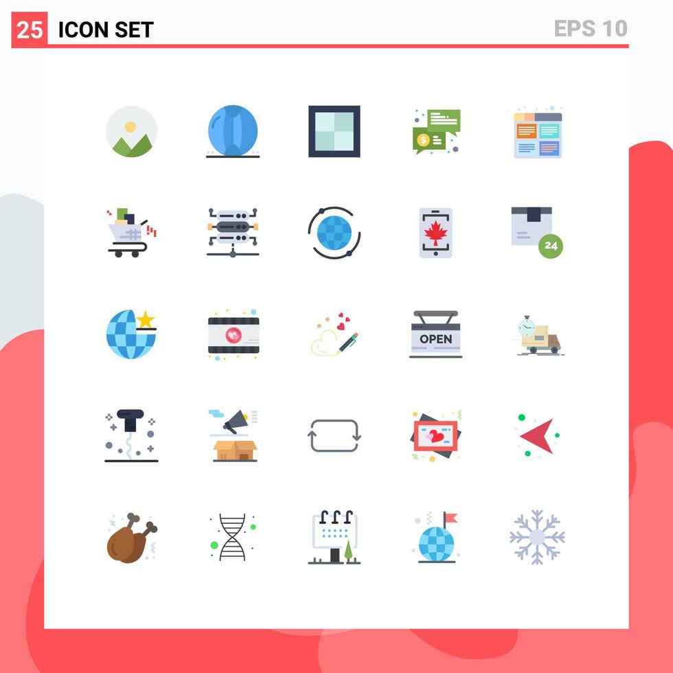 Group of 25 Flat Colors Signs and Symbols for communication keynote apartment chat room Editable Vector Design Elements