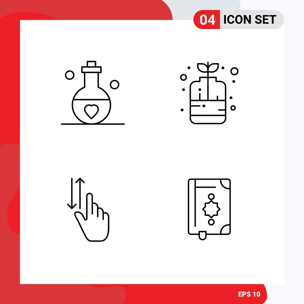 Line Pack of 4 Universal Symbols of love finger perfume decorative hand Editable Vector Design Elements