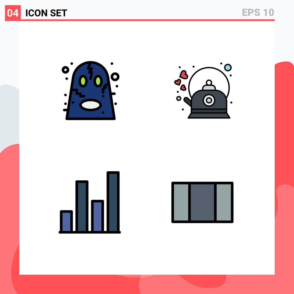 Pictogram Set of 4 Simple Filledline Flat Colors of angry analytics scary hot graph Editable Vector Design Elements