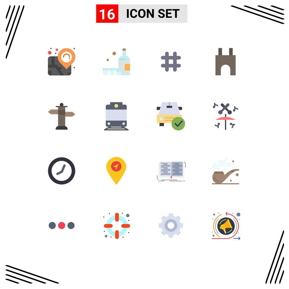 conjunto de 16 iconos de interfaz de usuario modernos símbolos signos para firmar medieval hash tag fortaleza castillo edificio paquete editable de elementos de diseño de vectores creativos