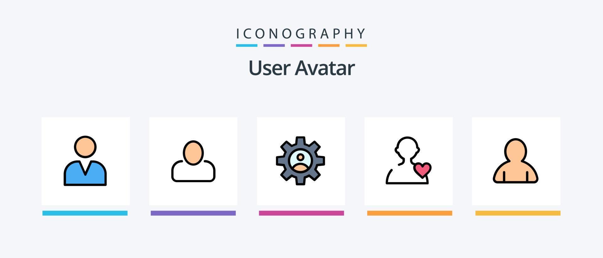 la línea de usuario llenó el paquete de 5 iconos, incluido el perfil. avatar. masculino. básico. miró. diseño de iconos creativos vector