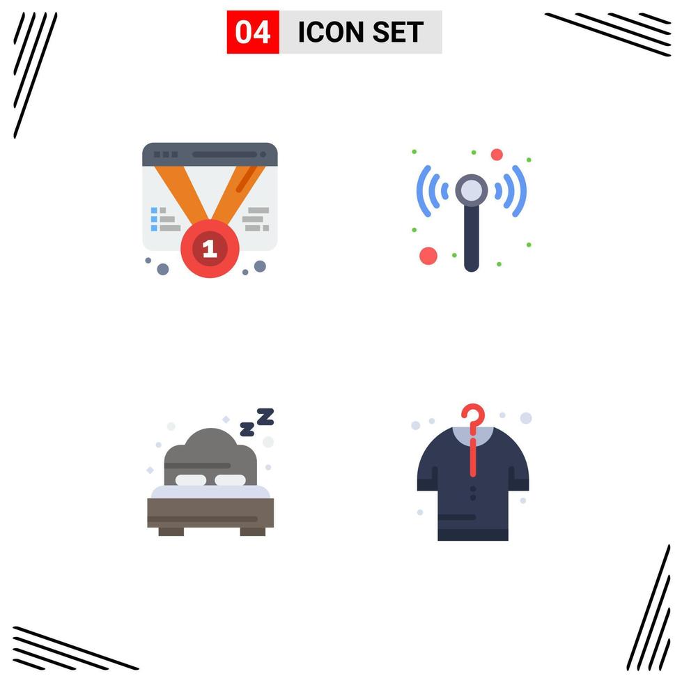 Modern Set of 4 Flat Icons Pictograph of badge beach web wifi buy Editable Vector Design Elements