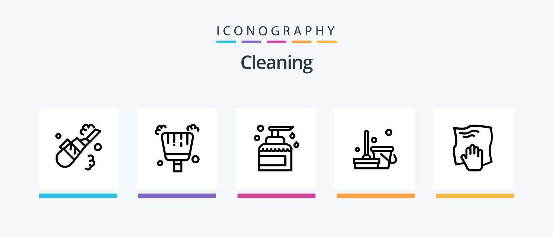 Cleaning Line 5 Icon Pack Including clean. floor. clean. cleaning. household. Creative Icons Design vector