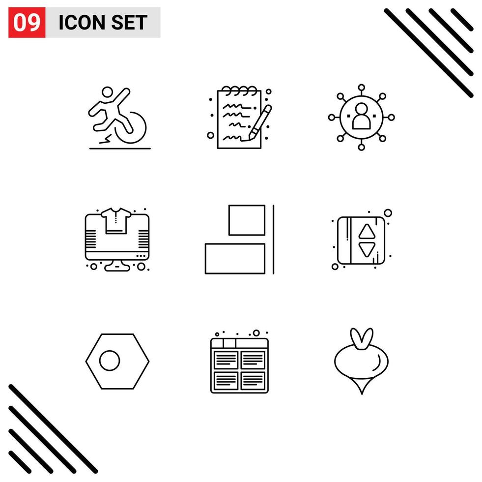 Set of 9 vector outlines on grid for align store business shopping