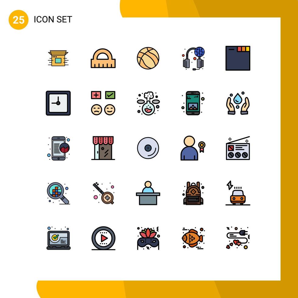 Set of 25 Modern UI Icons Symbols Signs for tabs world ball support help Editable Vector Design Elements