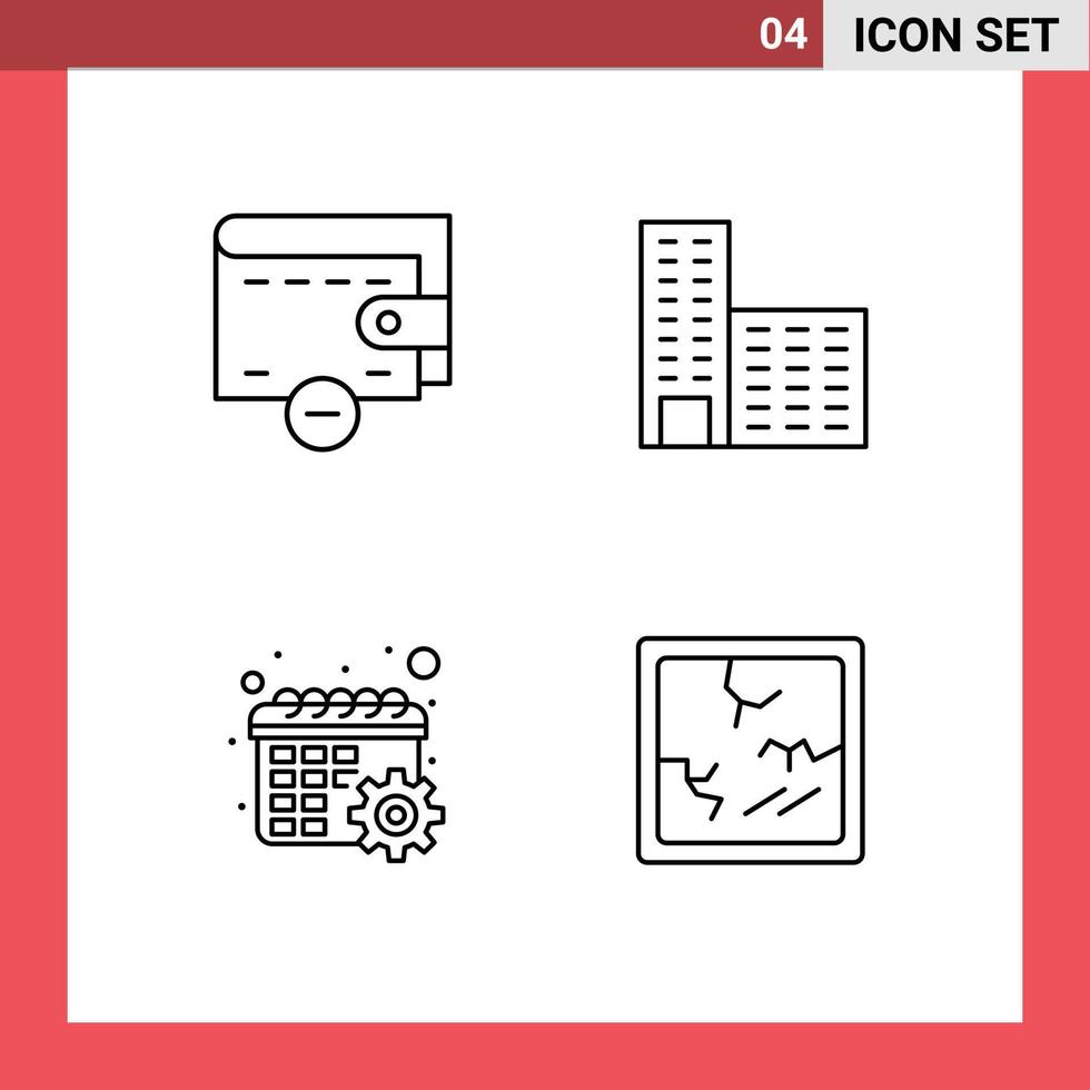 4 Line concept for Websites Mobile and Apps delete settings architecture calendar halloween Editable Vector Design Elements
