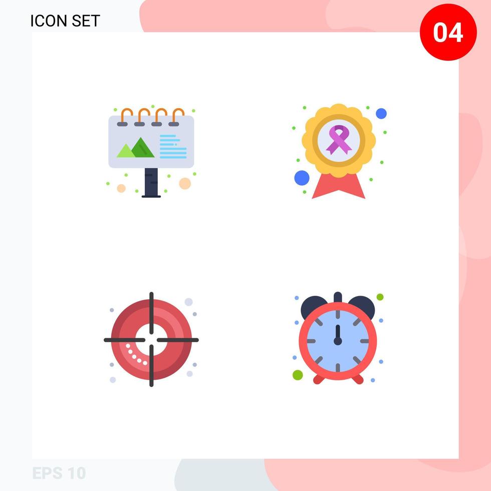 4 Universal Flat Icon Signs Symbols of ad creative awareness ribbon cause efficiency Editable Vector Design Elements