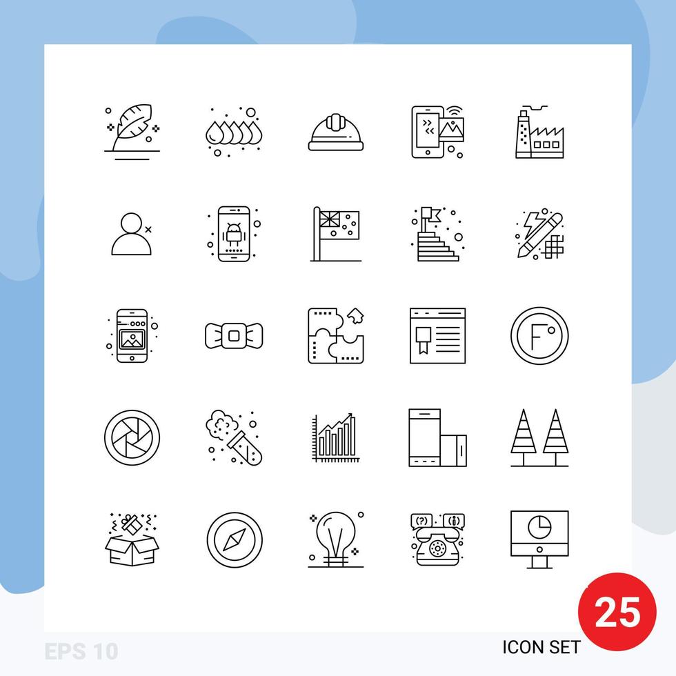 Line Pack of 25 Universal Symbols of building iot cap internet of things image Editable Vector Design Elements