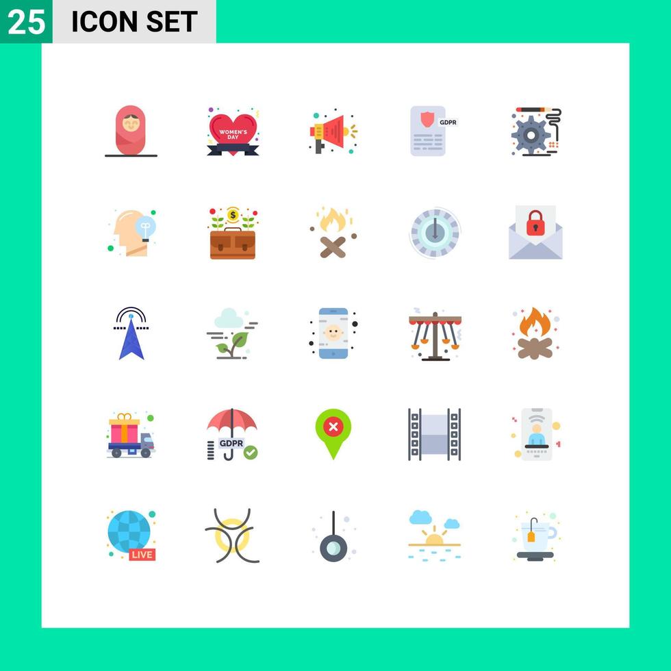 Set of 25 Vector Flat Colors on Grid for communication development megaphone design gdpr Editable Vector Design Elements