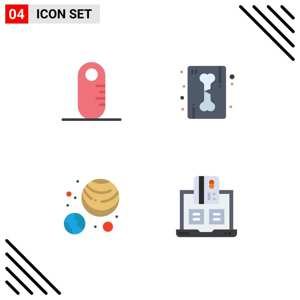 Stock Vector Icon Pack of 4 Line Signs and Symbols for grownup planets bone skeletonxC ray cash Editable Vector Design Elements