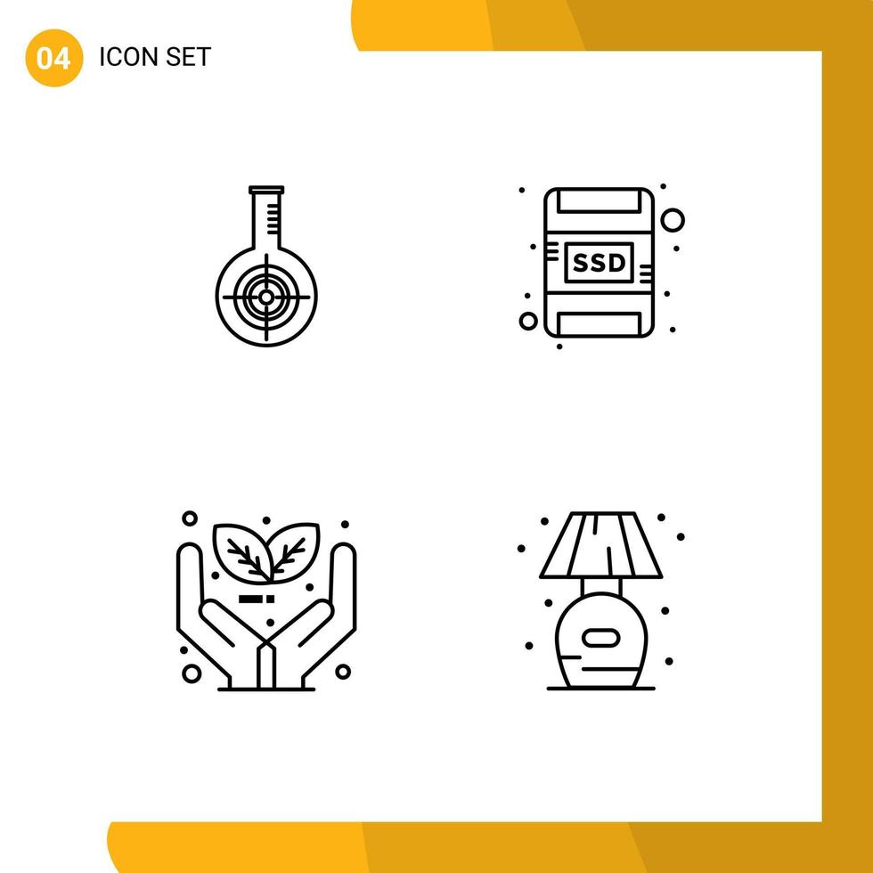 Universal Icon Symbols Group of 4 Modern Filledline Flat Colors of chemical eco lab memory card plant Editable Vector Design Elements