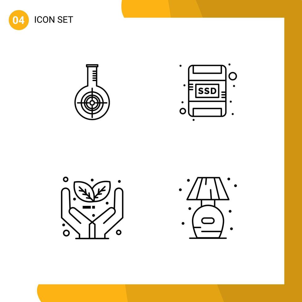 Universal Icon Symbols Group of 4 Modern Filledline Flat Colors of chemical eco lab memory card plant Editable Vector Design Elements