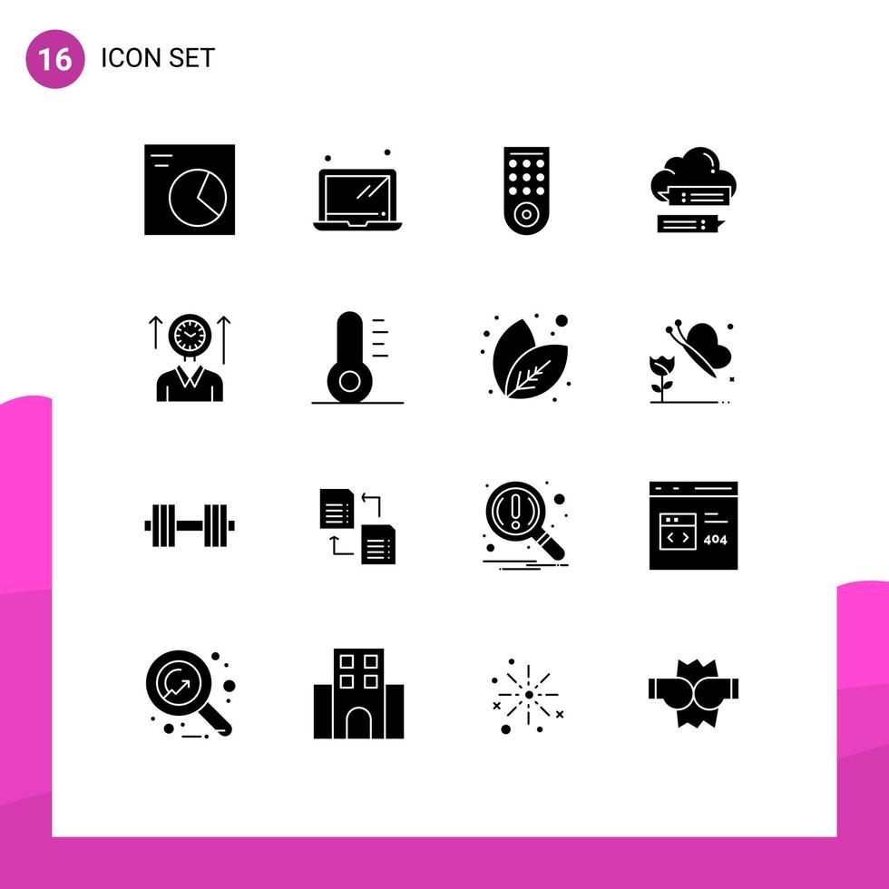 16 Creative Icons Modern Signs and Symbols of up management tv time cloud Editable Vector Design Elements