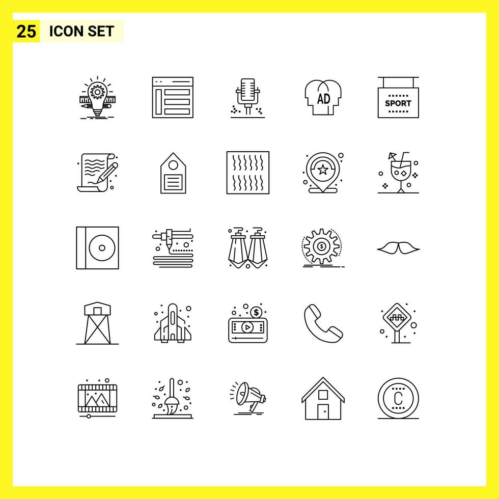 Set of 25 Vector Lines on Grid for brian knowledge sidebar elementary professional Editable Vector Design Elements
