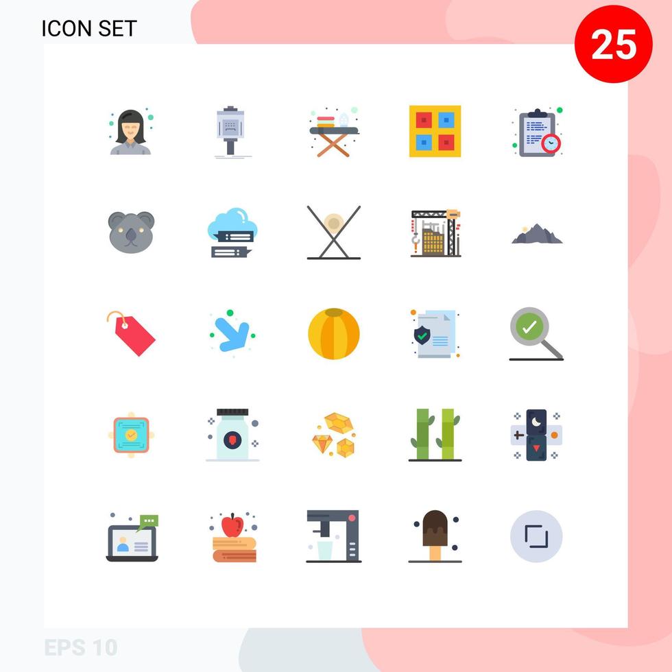 25 Universal Flat Color Signs Symbols of clock logistic valley delivery arrived Editable Vector Design Elements