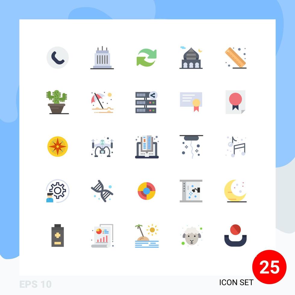 25 Universal Flat Colors Set for Web and Mobile Applications measure moon refresh islam mosque Editable Vector Design Elements