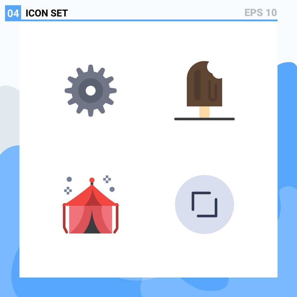 Set of 4 Vector Flat Icons on Grid for gear entertainment beach ice tent Editable Vector Design Elements