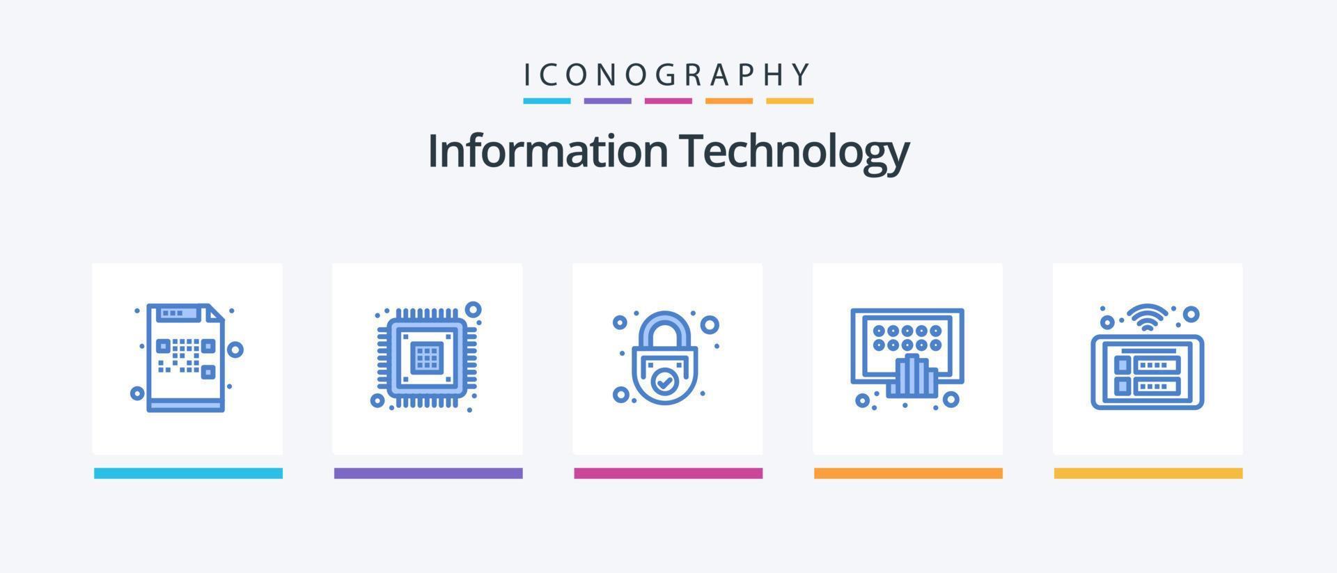 paquete de iconos azul 5 de tecnología de la información que incluye móvil. aplicaciones encriptación seguridad. seguro. diseño de iconos creativos vector