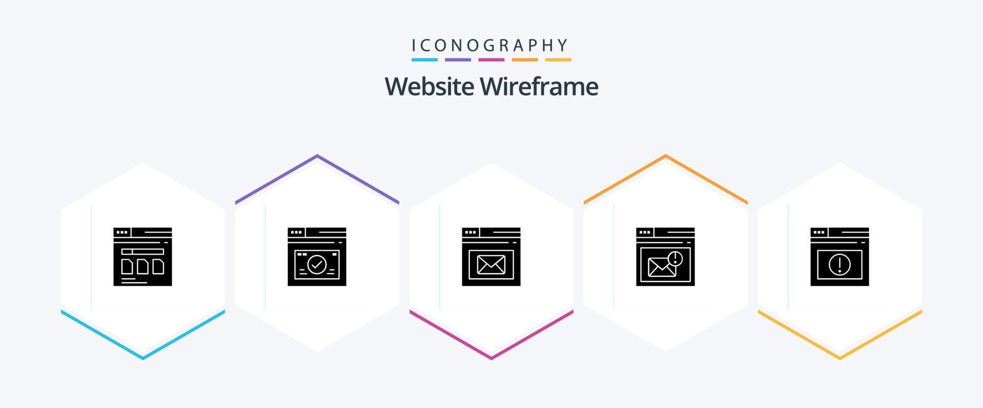 Website Wireframe 25 Glyph icon pack including page. inbox. website. browser. page vector