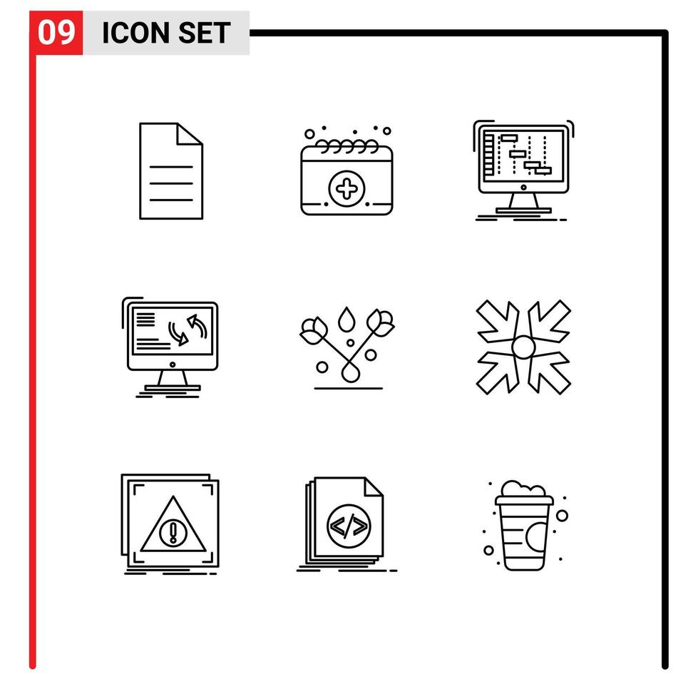 9 Outline concept for Websites Mobile and Apps decoration data application information synchronization Editable Vector Design Elements