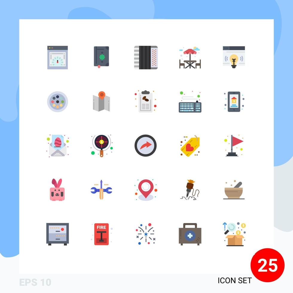 Set of 25 Modern UI Icons Symbols Signs for web park bookmark water music Editable Vector Design Elements