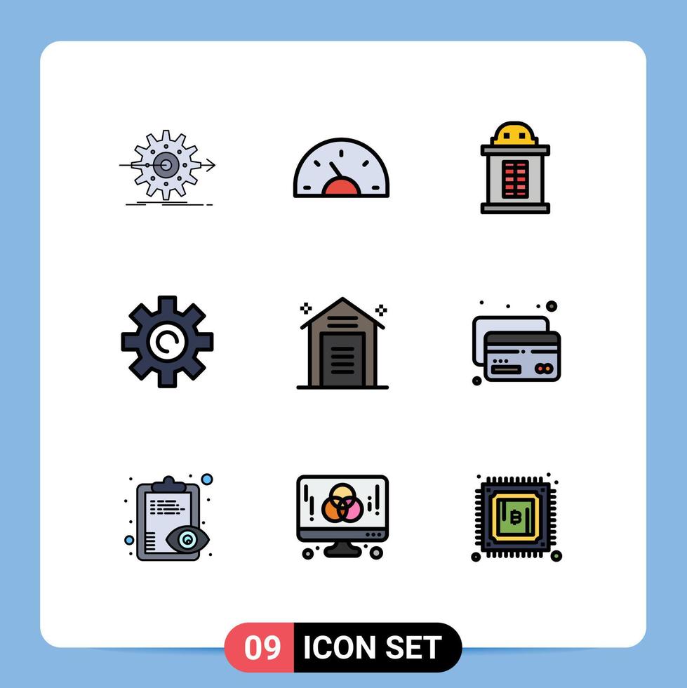 9 Universal Filledline Flat Colors Set for Web and Mobile Applications e commerce setting creative interface train Editable Vector Design Elements