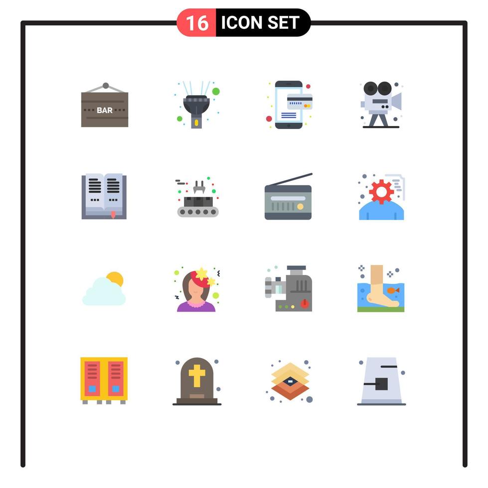 User Interface Pack of 16 Basic Flat Colors of education paint card arts camera Editable Pack of Creative Vector Design Elements