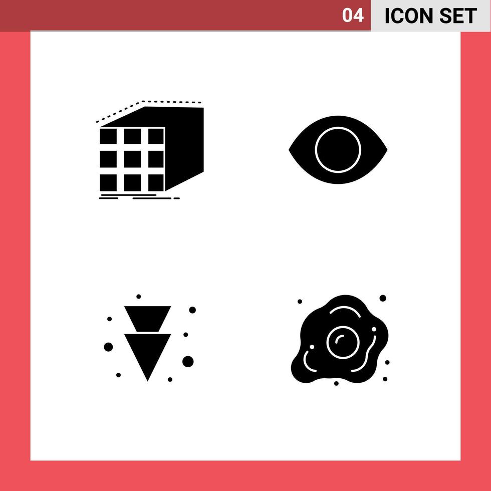 Stock Vector Icon Pack of 4 Line Signs and Symbols for abstract arrow dimensional face full Editable Vector Design Elements