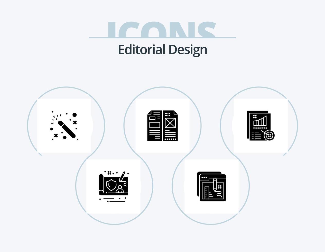 Editorial Design Glyph Icon Pack 5 Icon Design. metrics. media. magic. layout. design vector