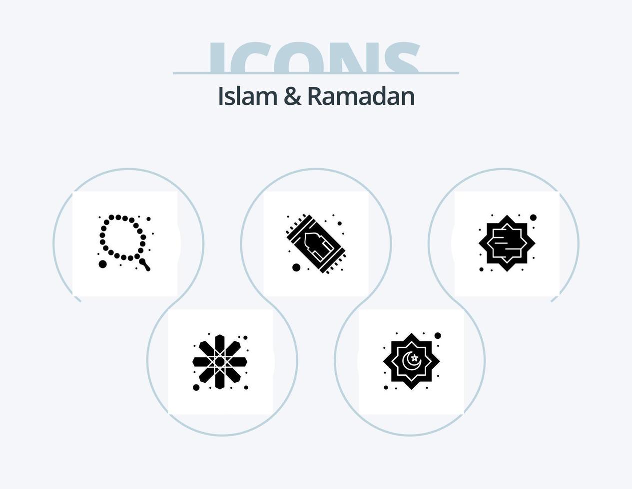 islam y ramadan glyph icon pack 5 diseño de iconos. decoración. alfombra. islámico. oración. islam vector