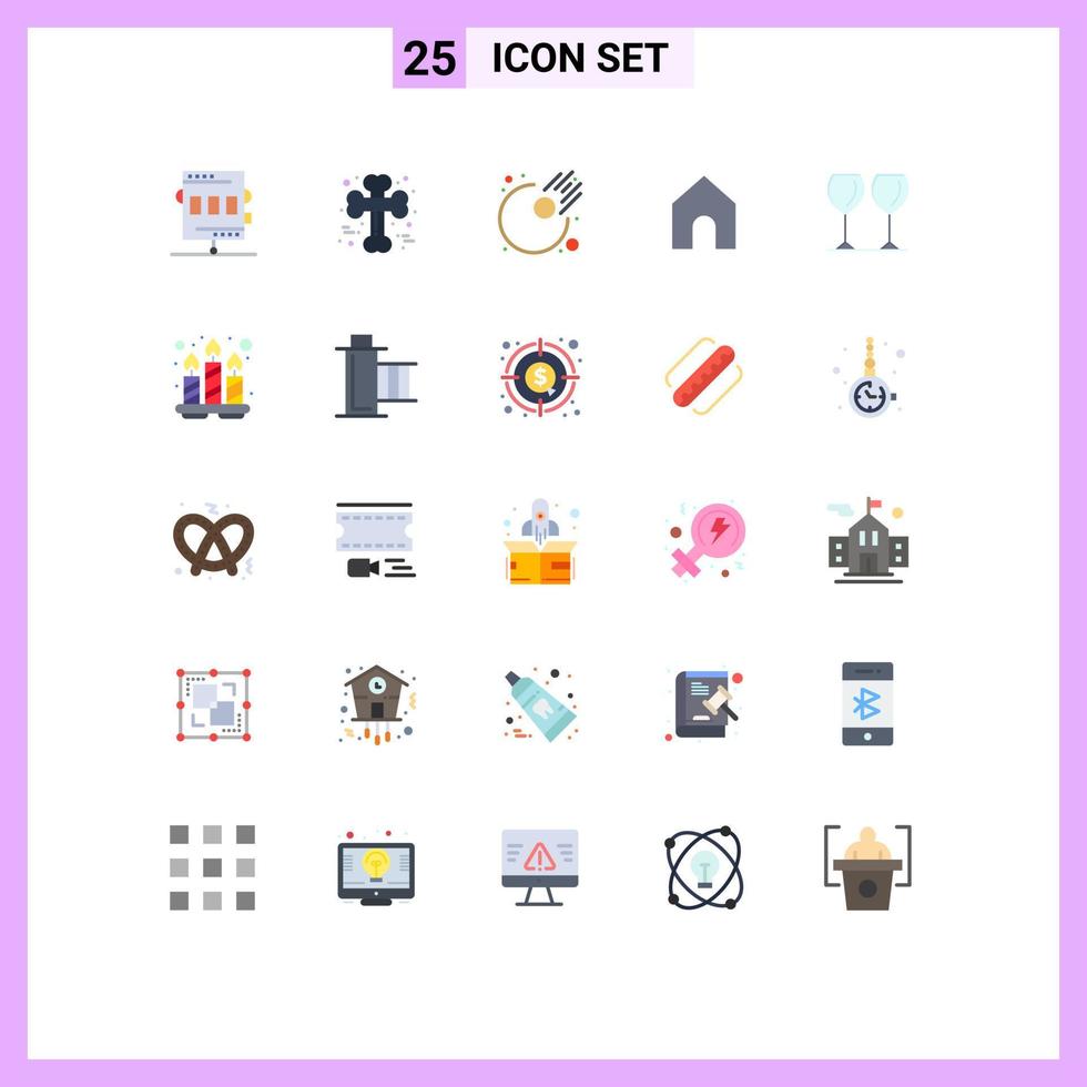 conjunto de 25 paquetes de colores planos comerciales para interfaz de gafas elementos de diseño vectorial editables de meteoritos de instagram de halloween vector