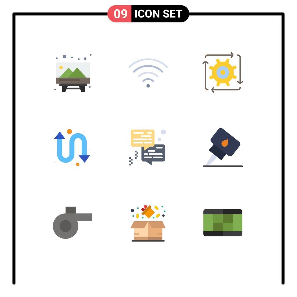 paquete de iconos vectoriales de stock de 9 signos y símbolos de línea para la comunicación burbuja automatización reloj kit flechas elementos de diseño vectorial editables vector