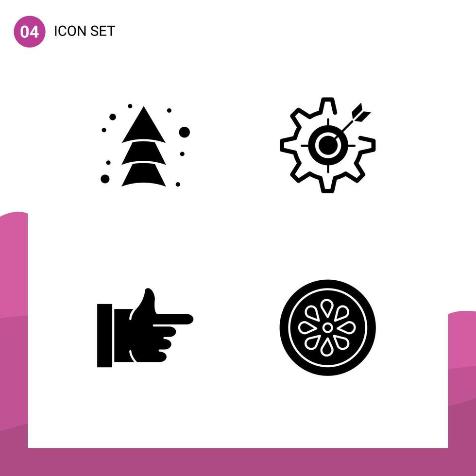 Pack of 4 creative Solid Glyphs of arrow like direction gear vote Editable Vector Design Elements