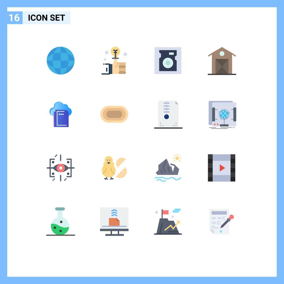 16 User Interface Flat Color Pack of modern Signs and Symbols of data cloud drive thanksgiving farm Editable Pack of Creative Vector Design Elements